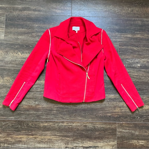 1. State Red Tweed Convertible Double Zip Moto Jacket Vest Size 2 - Picture 11 of 13